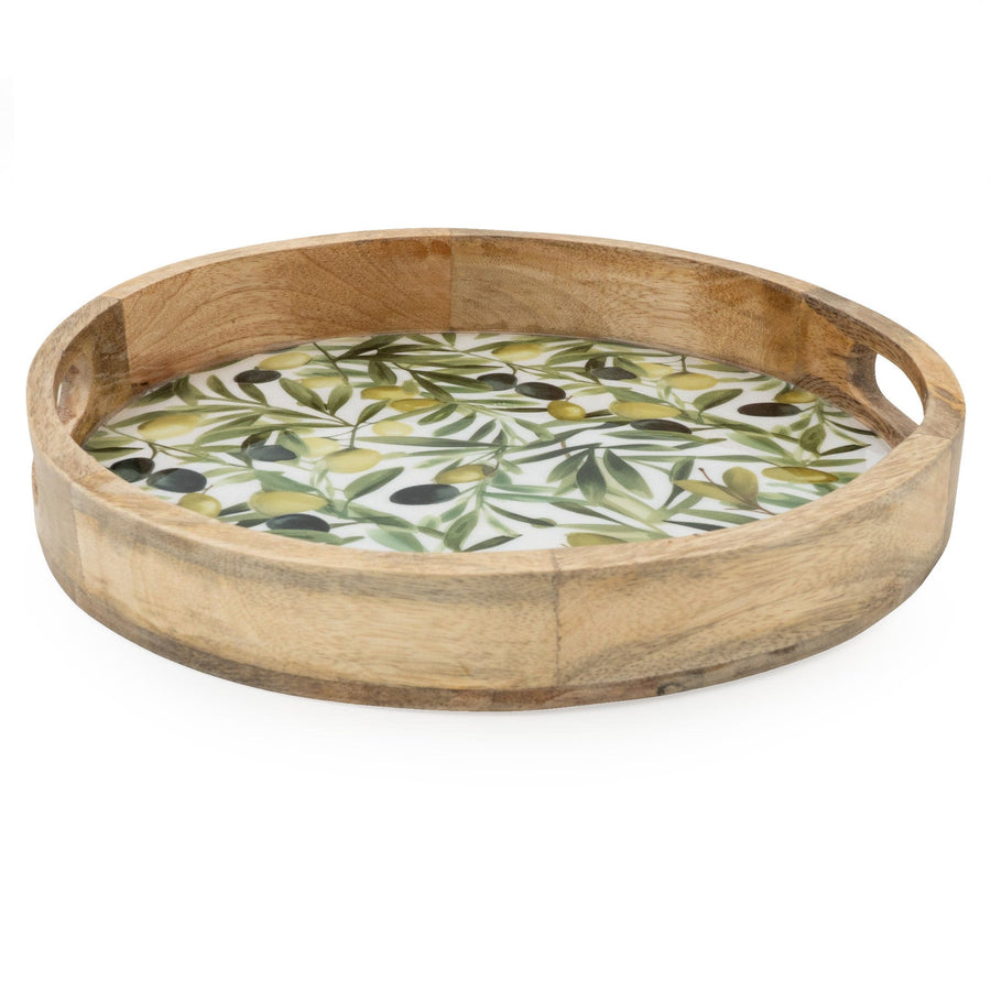 Olive Round Mango Wood Tray
