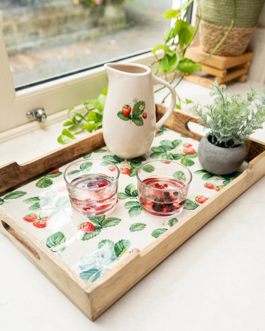 Strawberry Pattern Rectangular Serving Tray