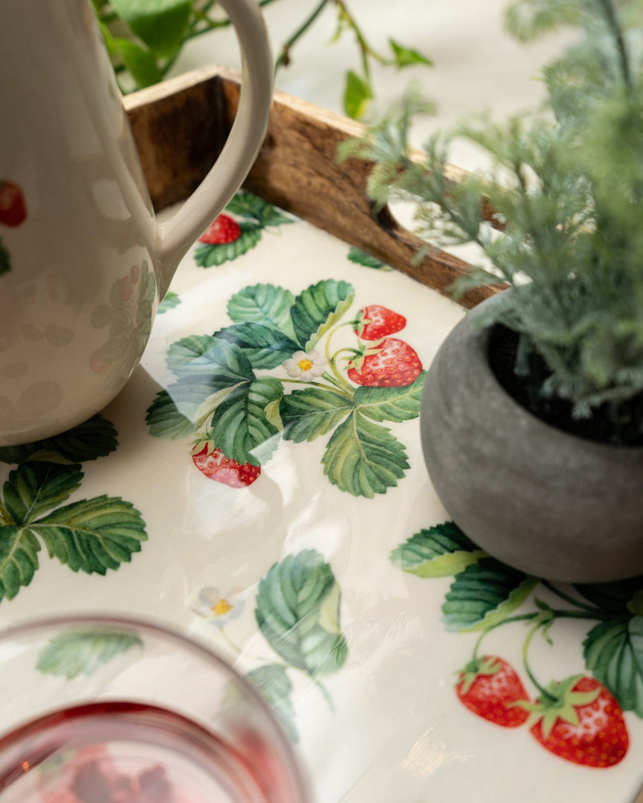 Strawberry Pattern Rectangular Serving Tray