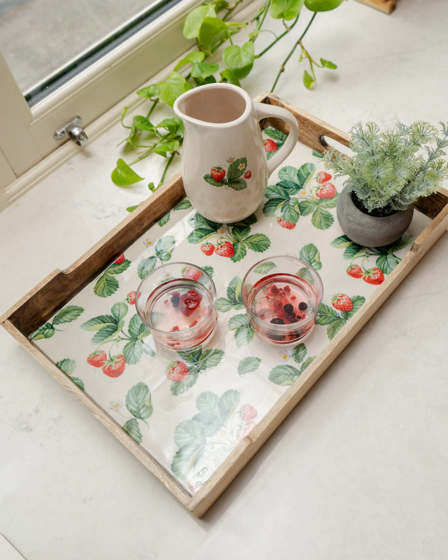 Strawberry Pattern Rectangular Serving Tray