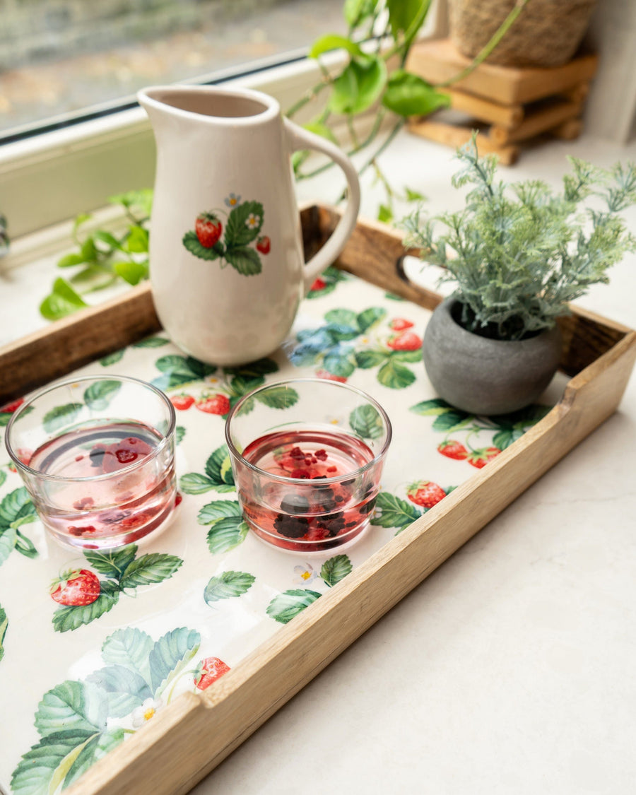 Strawberry Pattern Rectangular Serving Tray