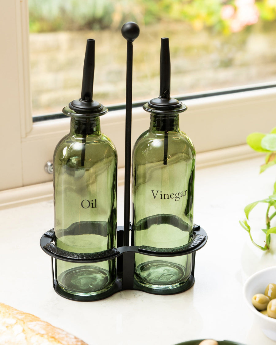 Oil & Vinegar Green Bottle Set