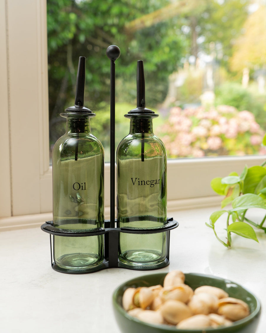 Oil & Vinegar Green Bottle Set