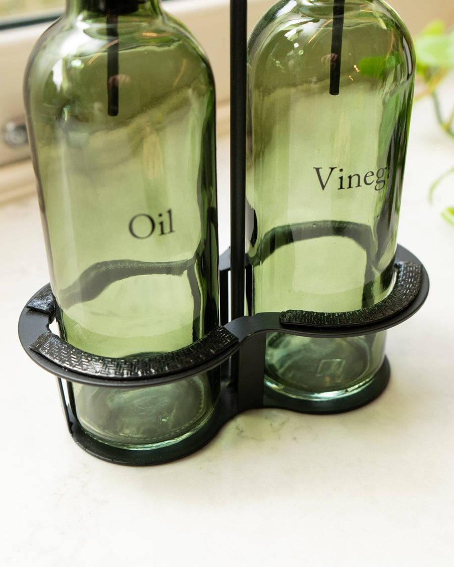 Oil & Vinegar Green Bottle Set