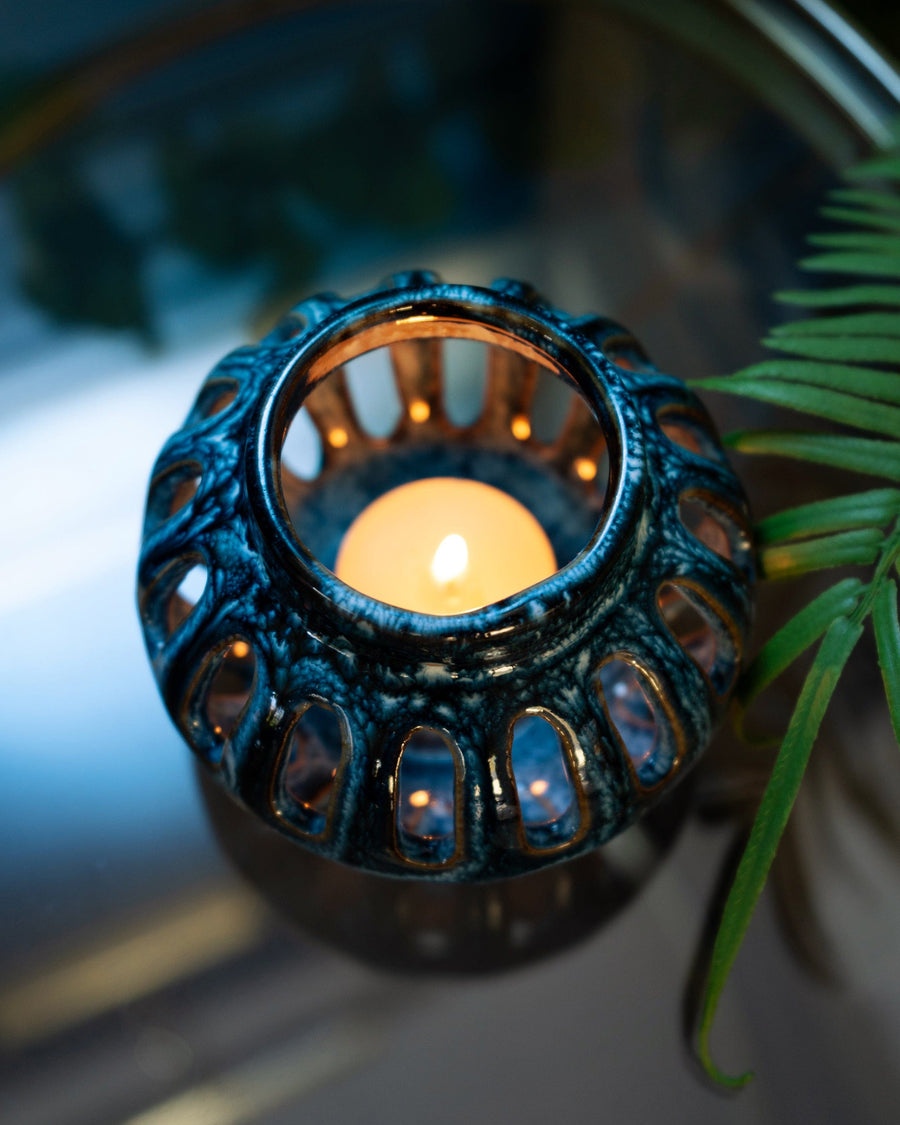 Blue Reactive Glaze Tealight Holder