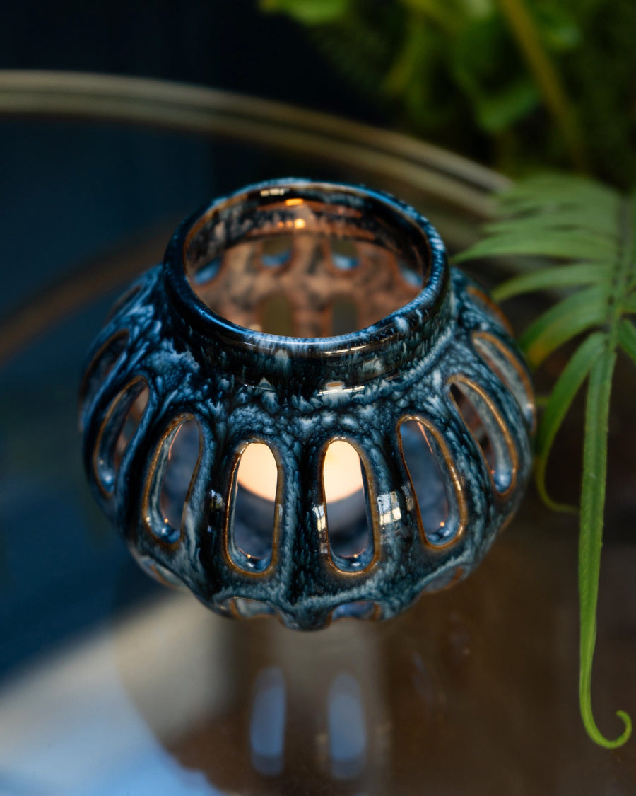 Blue Reactive Glaze Tealight Holder