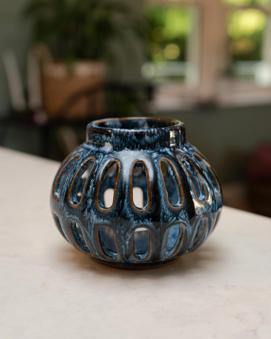 Blue Reactive Glaze Tealight Holder