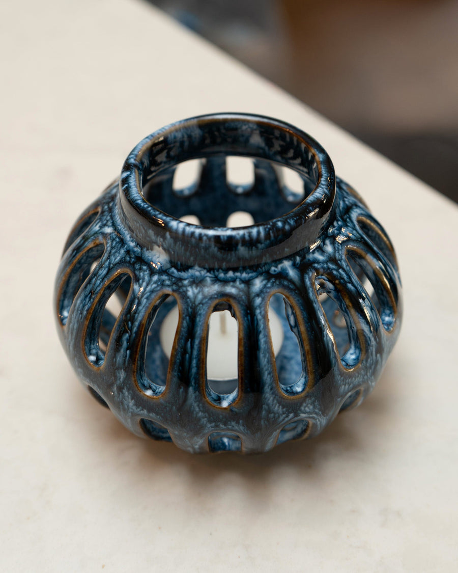 Blue Reactive Glaze Tealight Holder