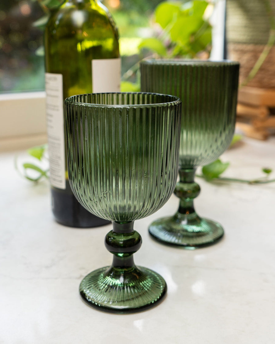 Green Stemmed White Wine Glass