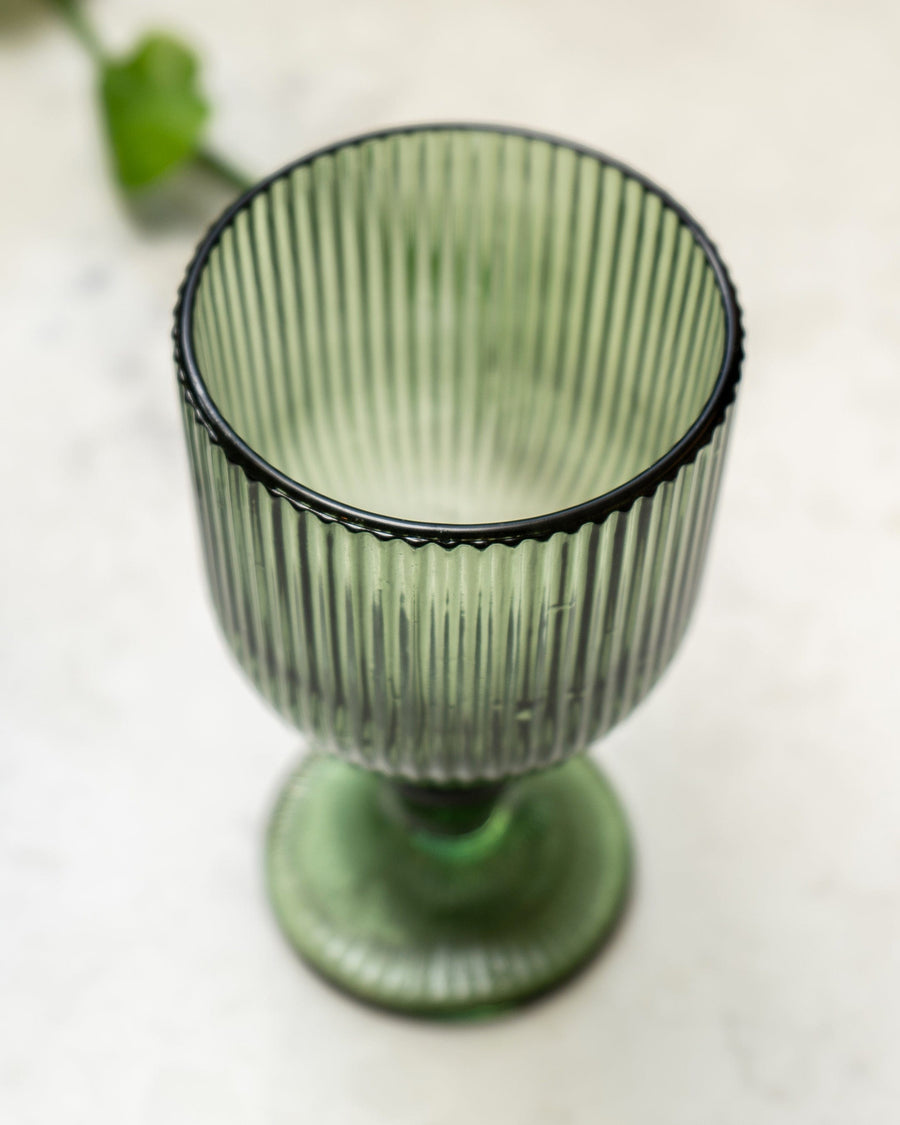 Green Stemmed White Wine Glass