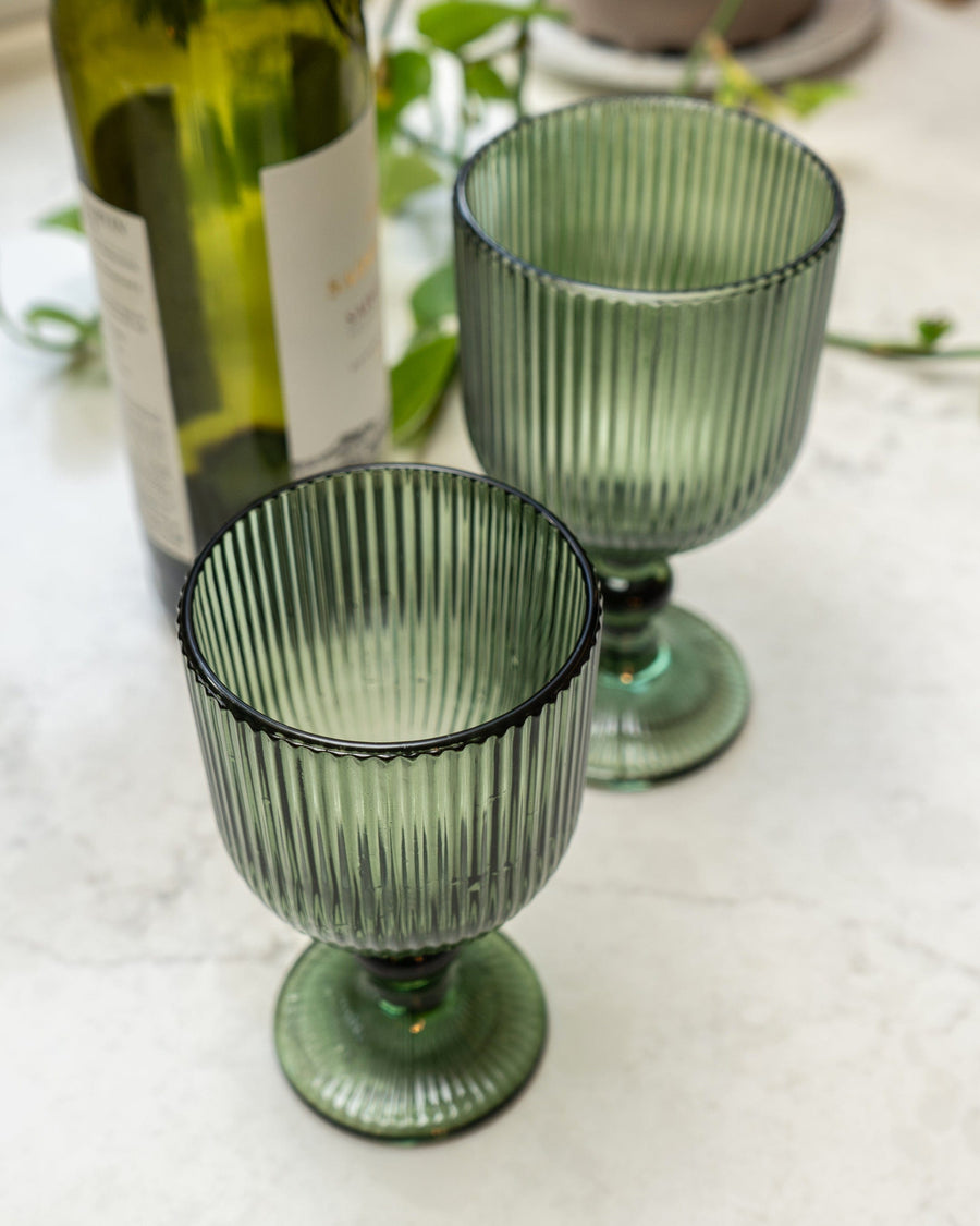 Green Stemmed White Wine Glass