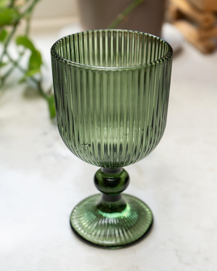 Green Stemmed White Wine Glass