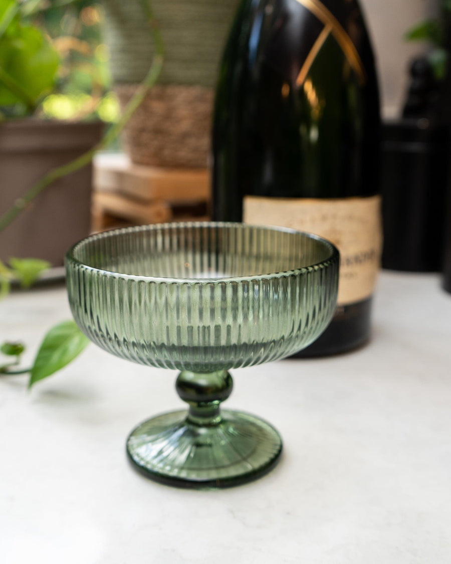 Green Stemmed Champagne Coupe Glass