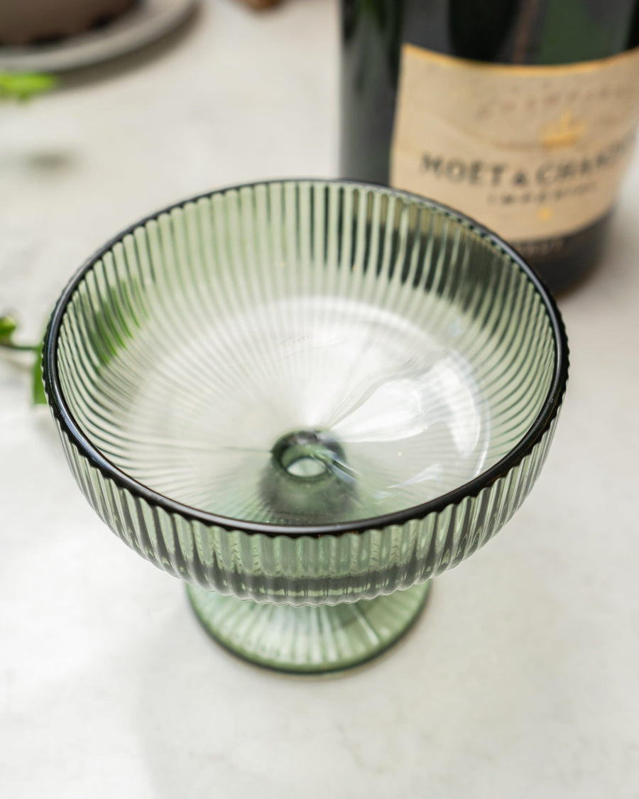 Green Stemmed Champagne Coupe Glass