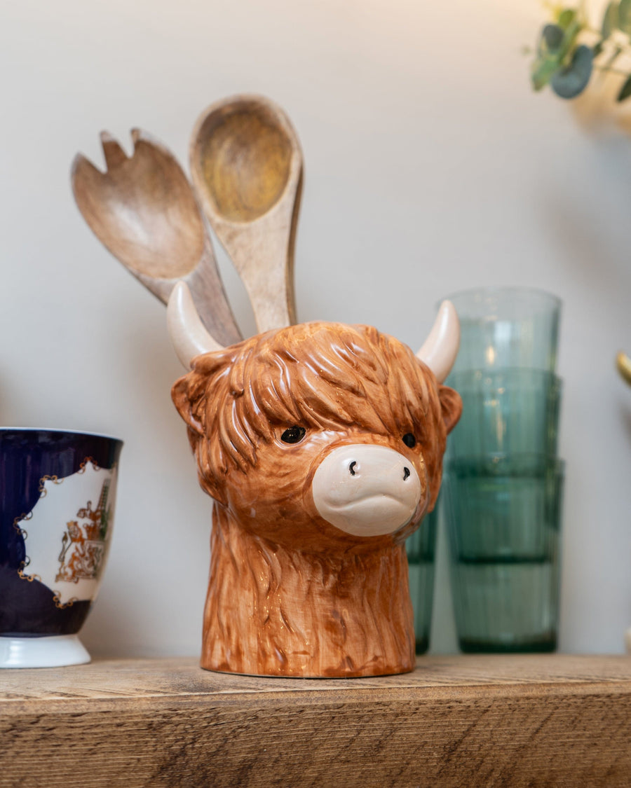 Highland Cow Ceramic Utensil Jar