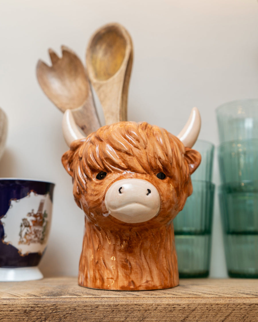 Highland Cow Ceramic Utensil Jar