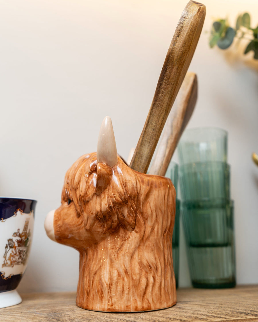 Highland Cow Ceramic Utensil Jar