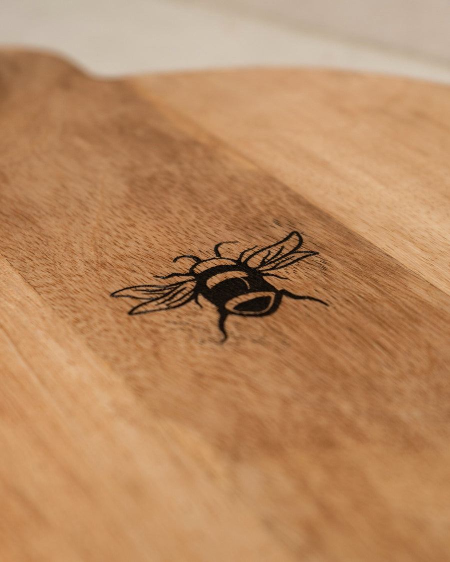 Bees Mango Wood Round Chopping Board