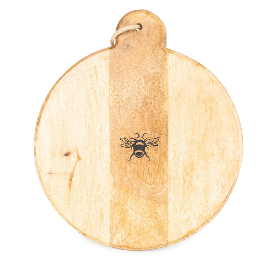 Bees Mango Wood Round Chopping Board