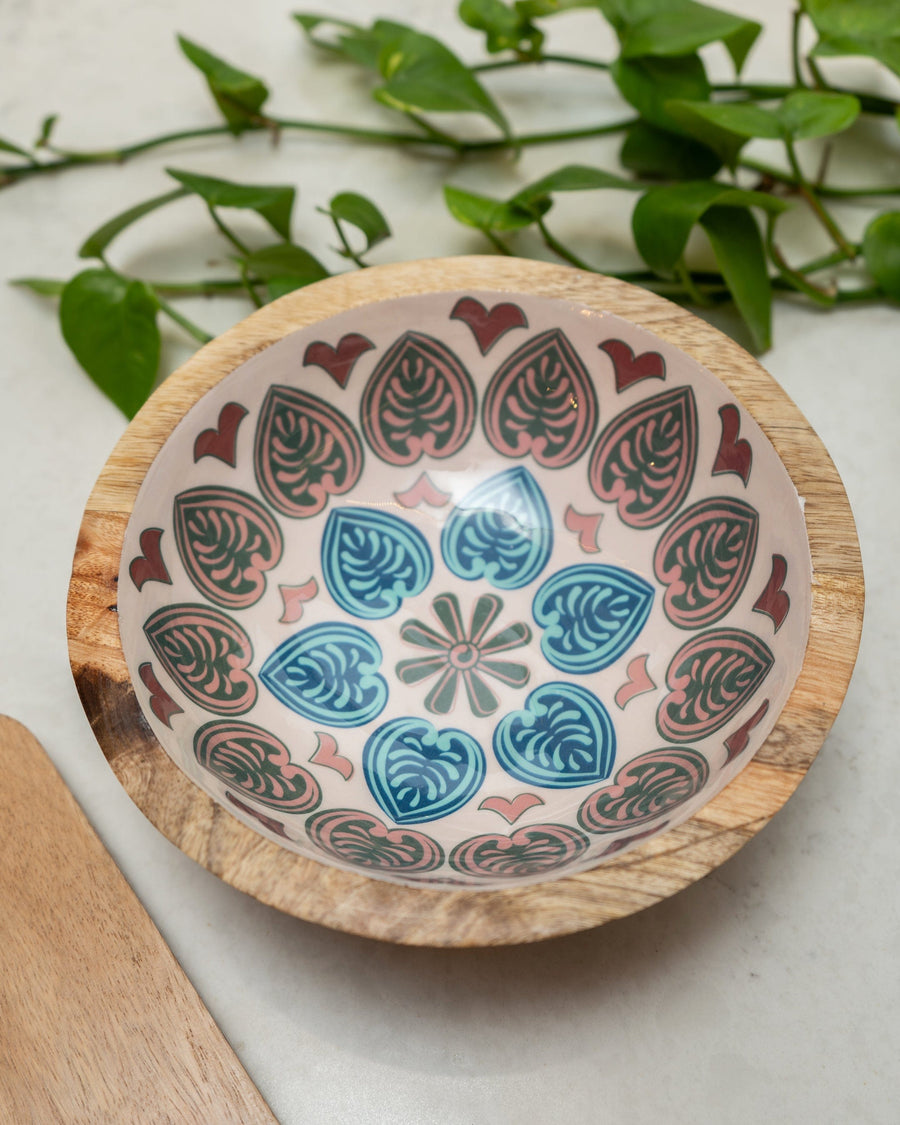 Meze Small Mango Wood & Enamel Bowl