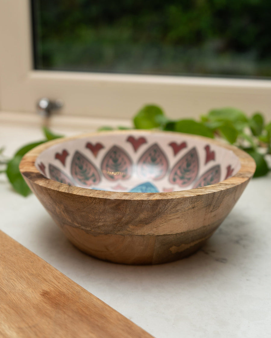 Meze Small Mango Wood & Enamel Bowl