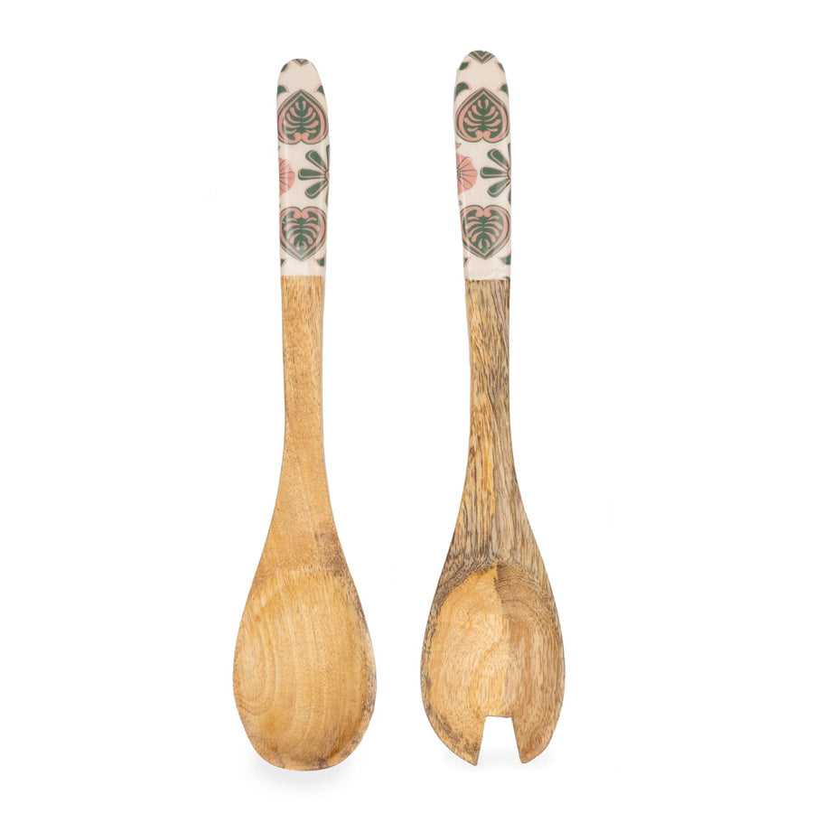 Meze Mango Wood & Enamel Serving Spoon & Fork