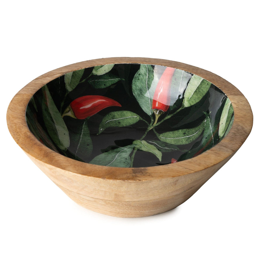 Chillies Small Mango Wood & Enamel Bowl