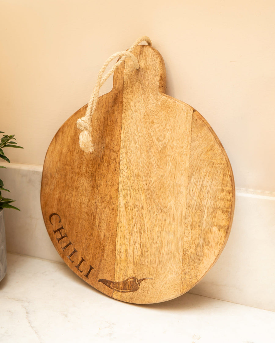 Chillies Mango Wood Round Chopping Board