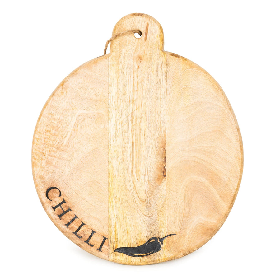 Chillies Mango Wood Round Chopping Board