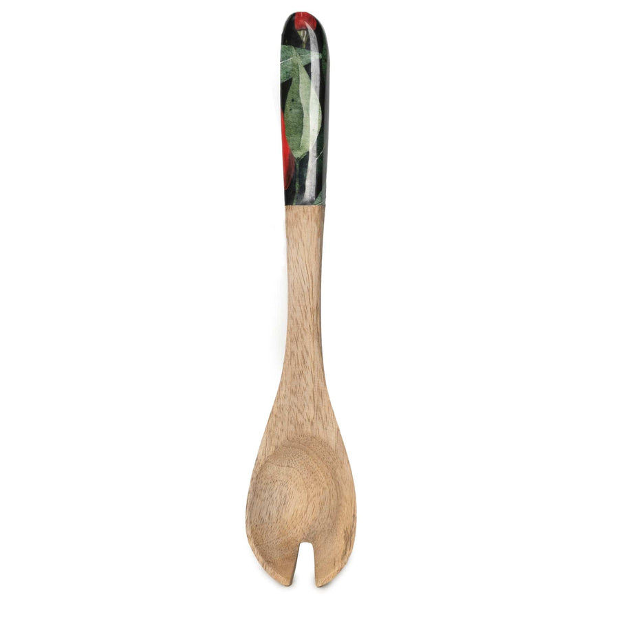 Chillies Mango Wood & Enamel Serving Spoon & Fork