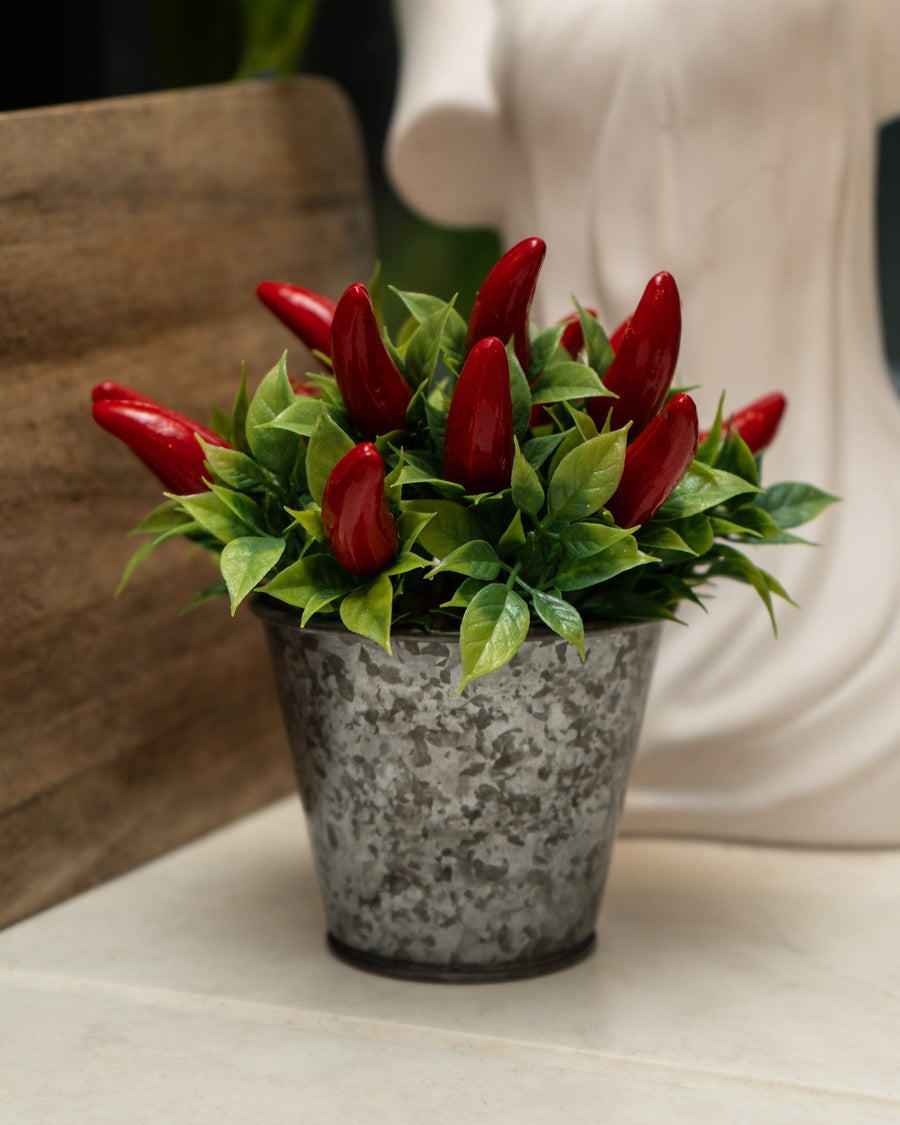 Artificial Chilli Plant in Tin Pot