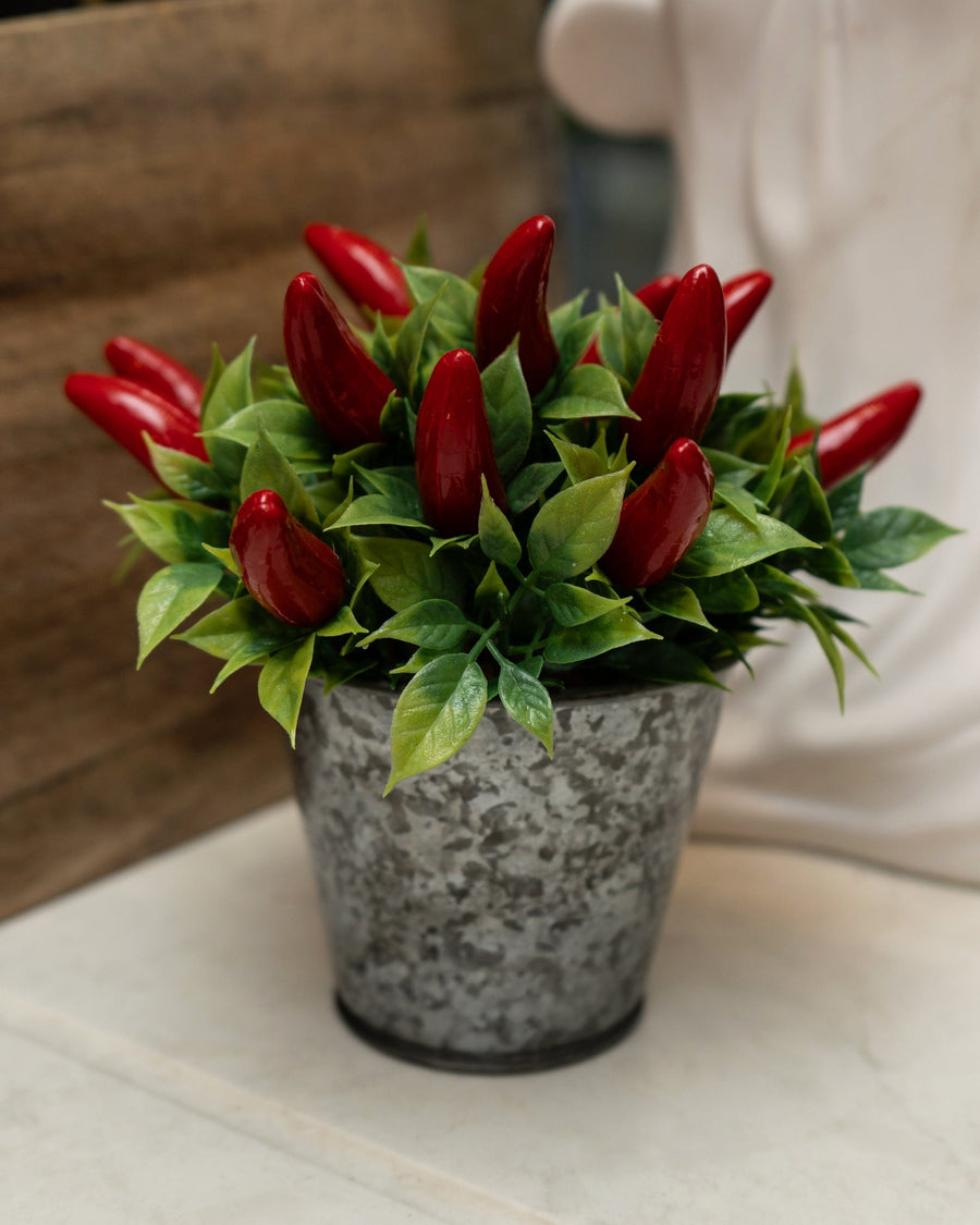 Artificial Chilli Plant in Tin Pot