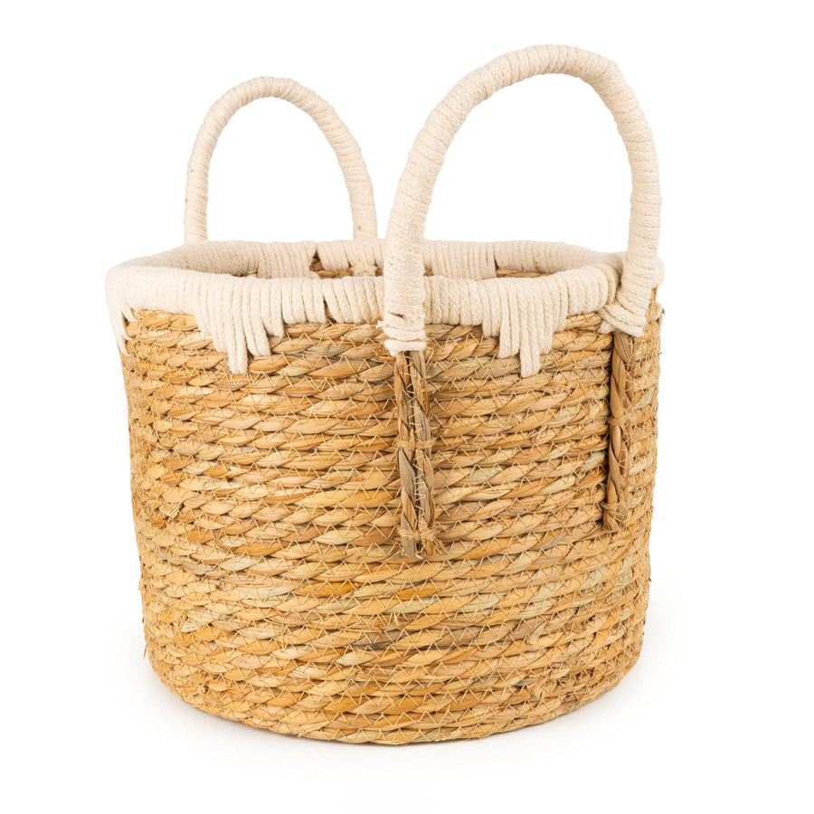 Set of 2 Straw Baskets with Handles