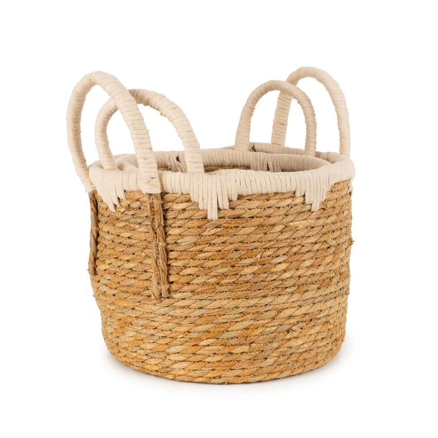 Set of 2 Straw Baskets with Handles