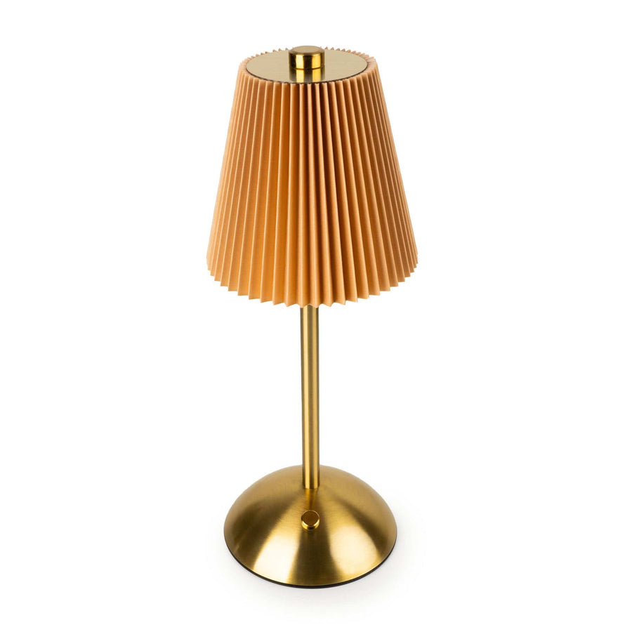 Metal LED Table Lamp with Pleated Shade - Taupe