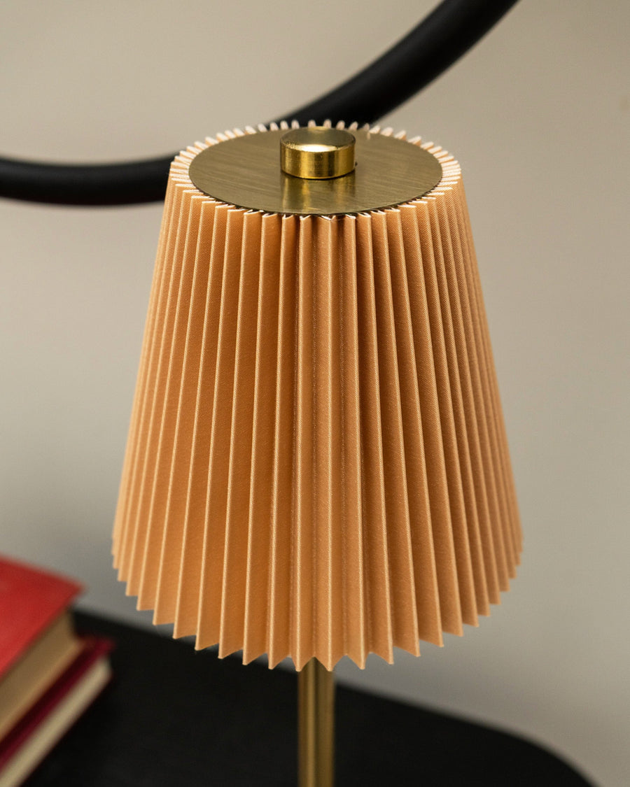 Metal LED Table Lamp with Pleated Shade - Taupe