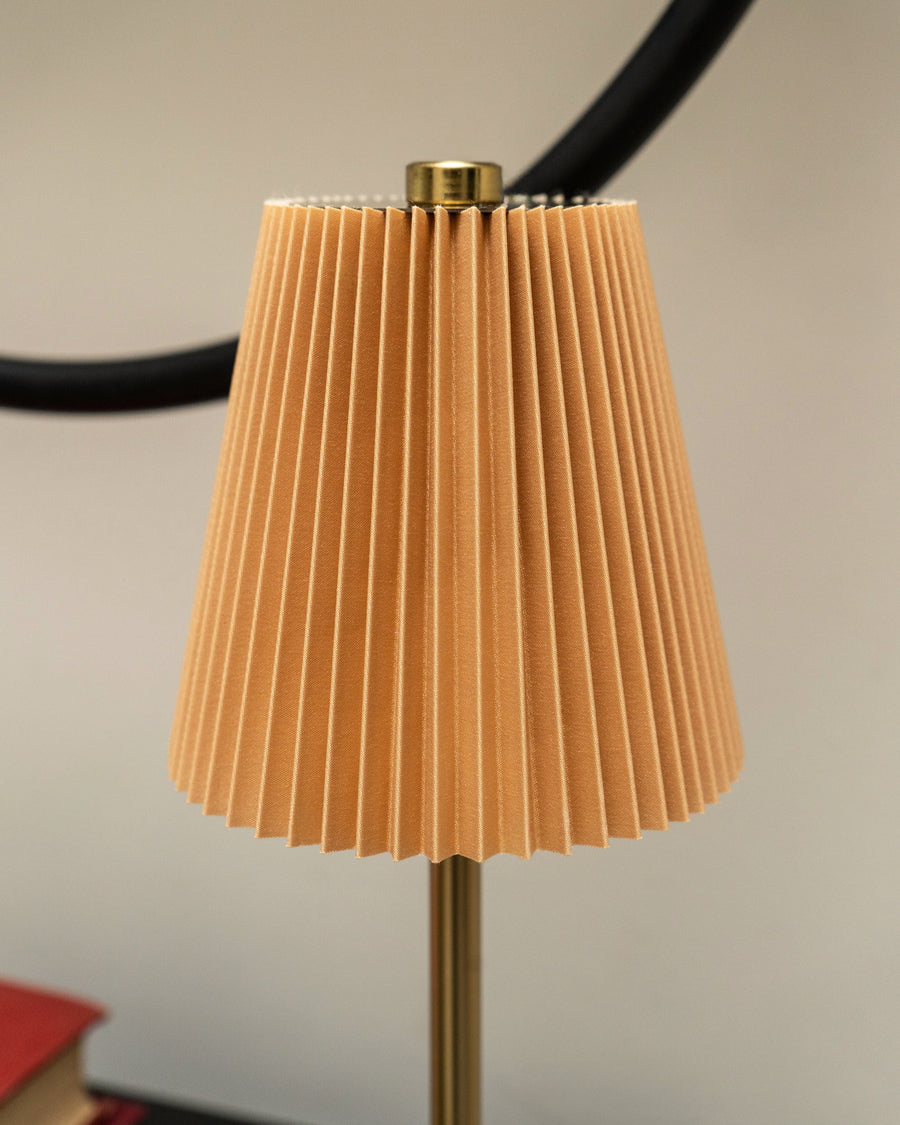 Metal LED Table Lamp with Pleated Shade - Taupe