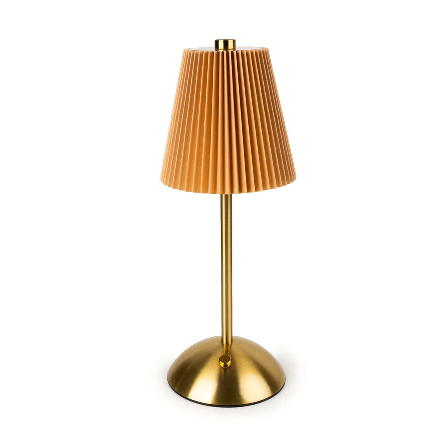 Metal LED Table Lamp with Pleated Shade - Taupe