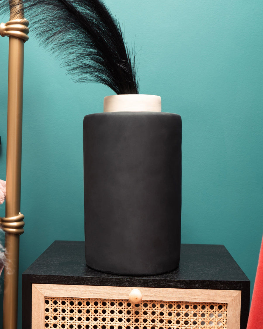 Black & Cream Cylinder Vase