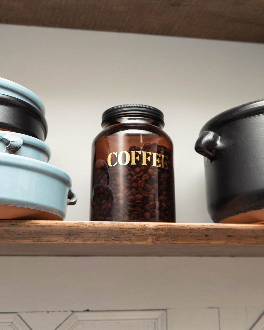 Coffee Canister - Vintage Amber Glass Storage Jar
