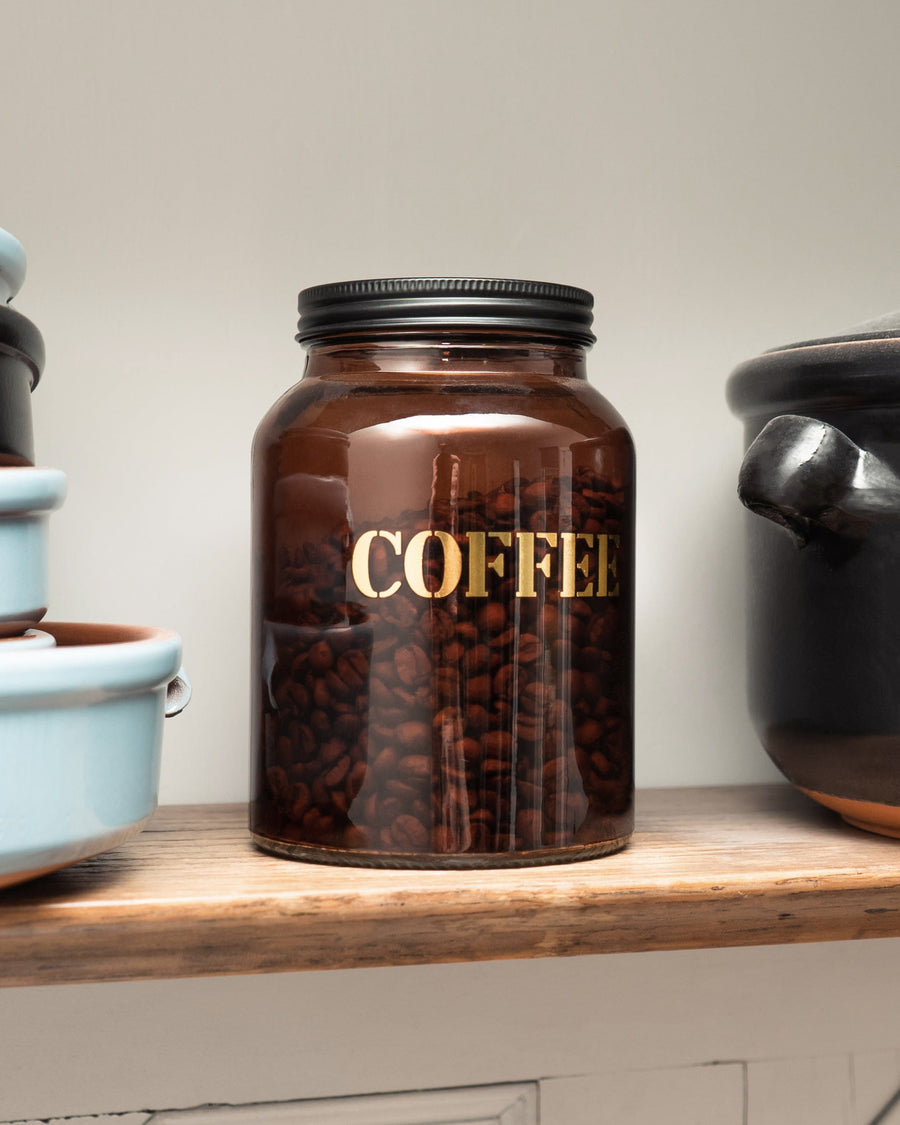 Coffee Canister - Vintage Amber Glass Storage Jar