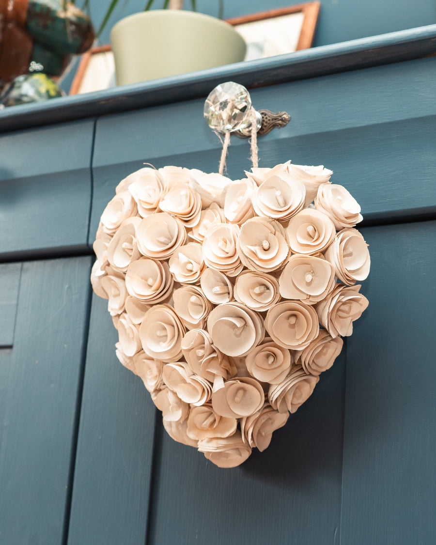 Hanging Heart with White Roses