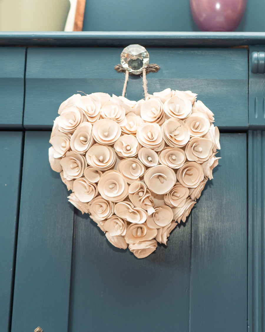 Hanging Heart with White Roses