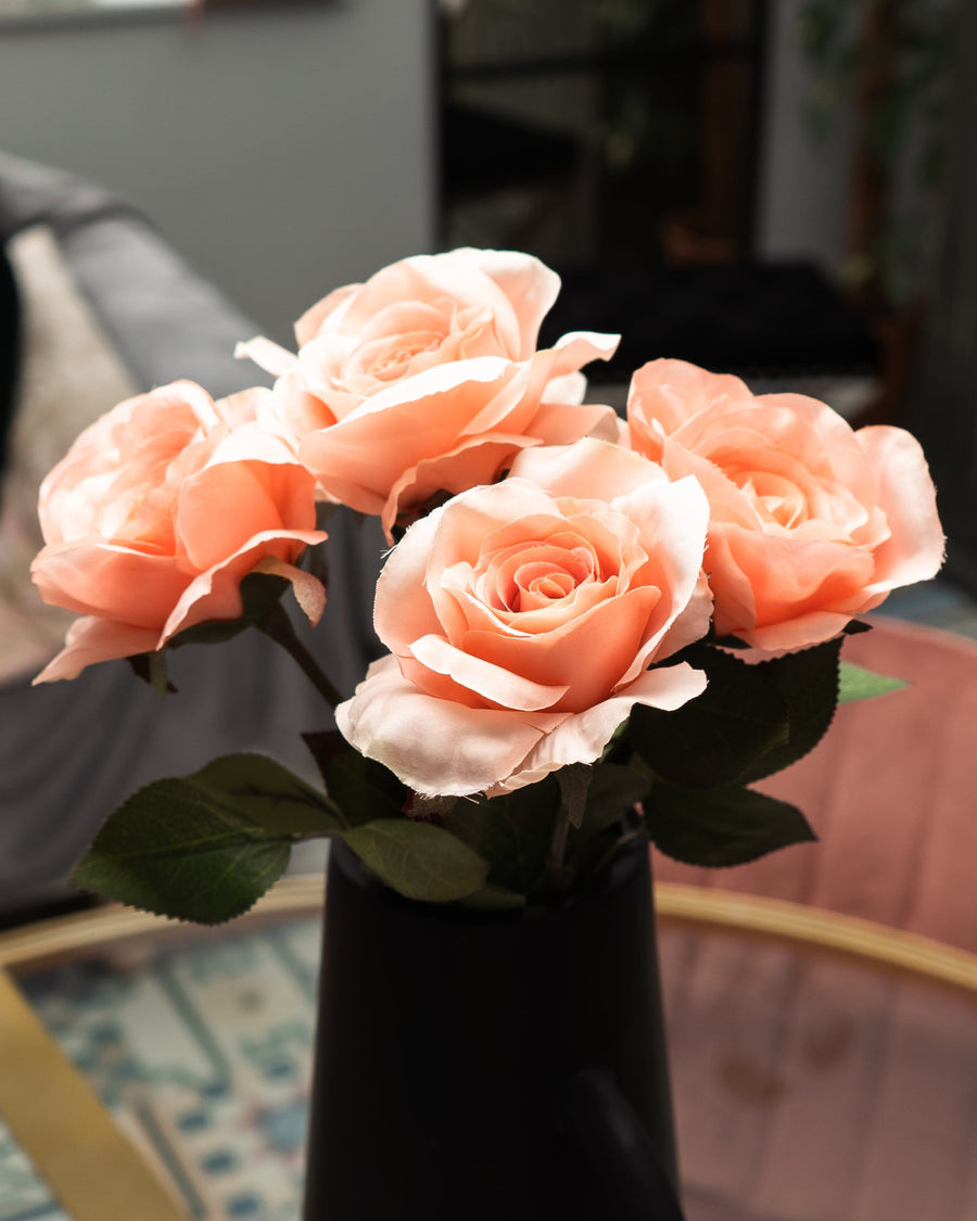 Single Stem Faux Open Rose Light Peach