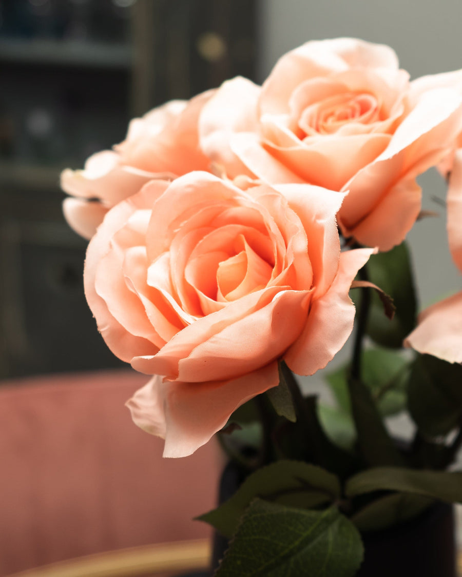 Single Stem Faux Open Rose Light Peach