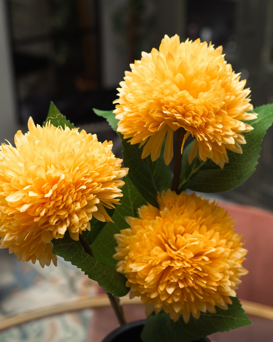 Artificial Yellow Chrysanthemum Single Stem
