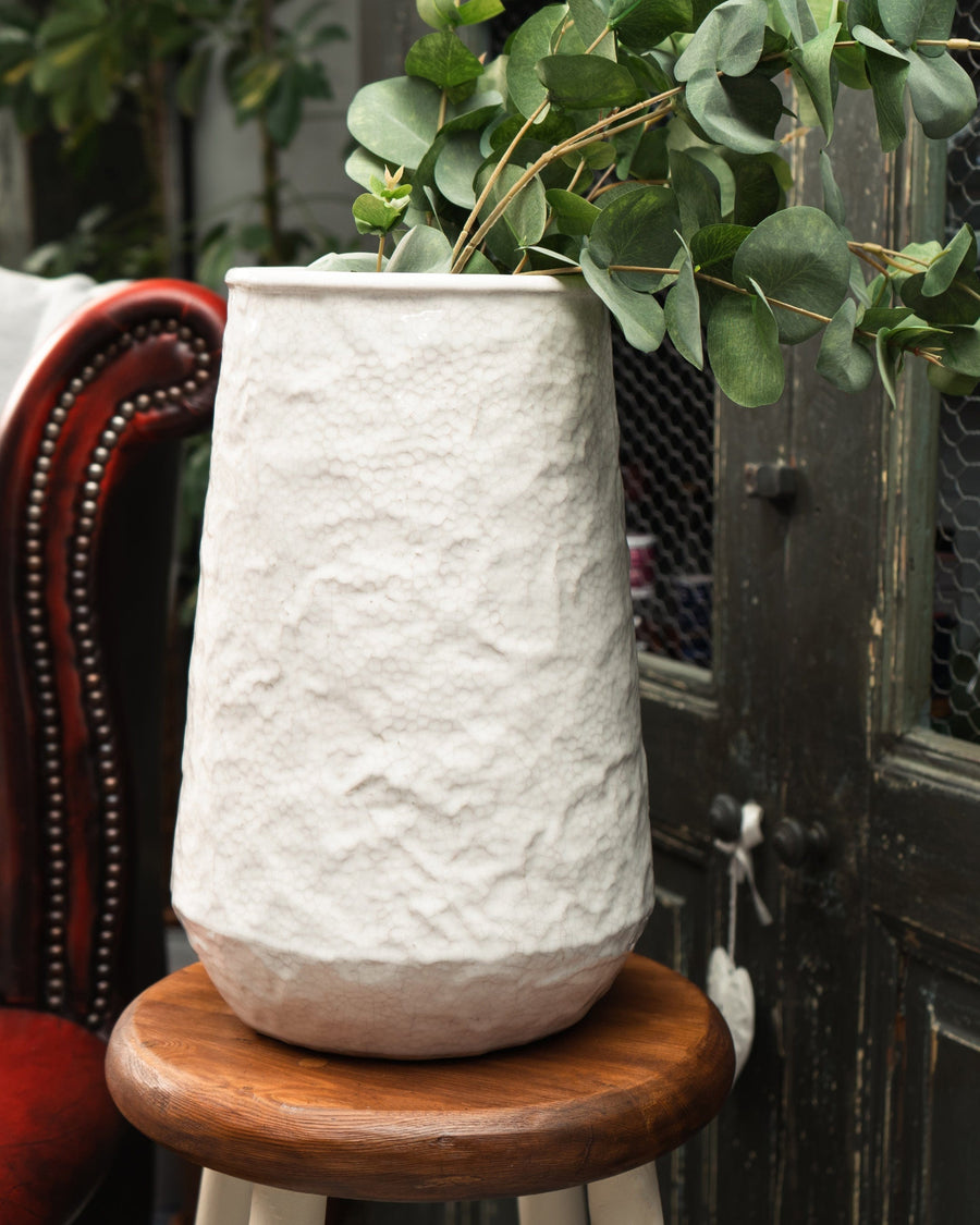 Large White Conical Vase