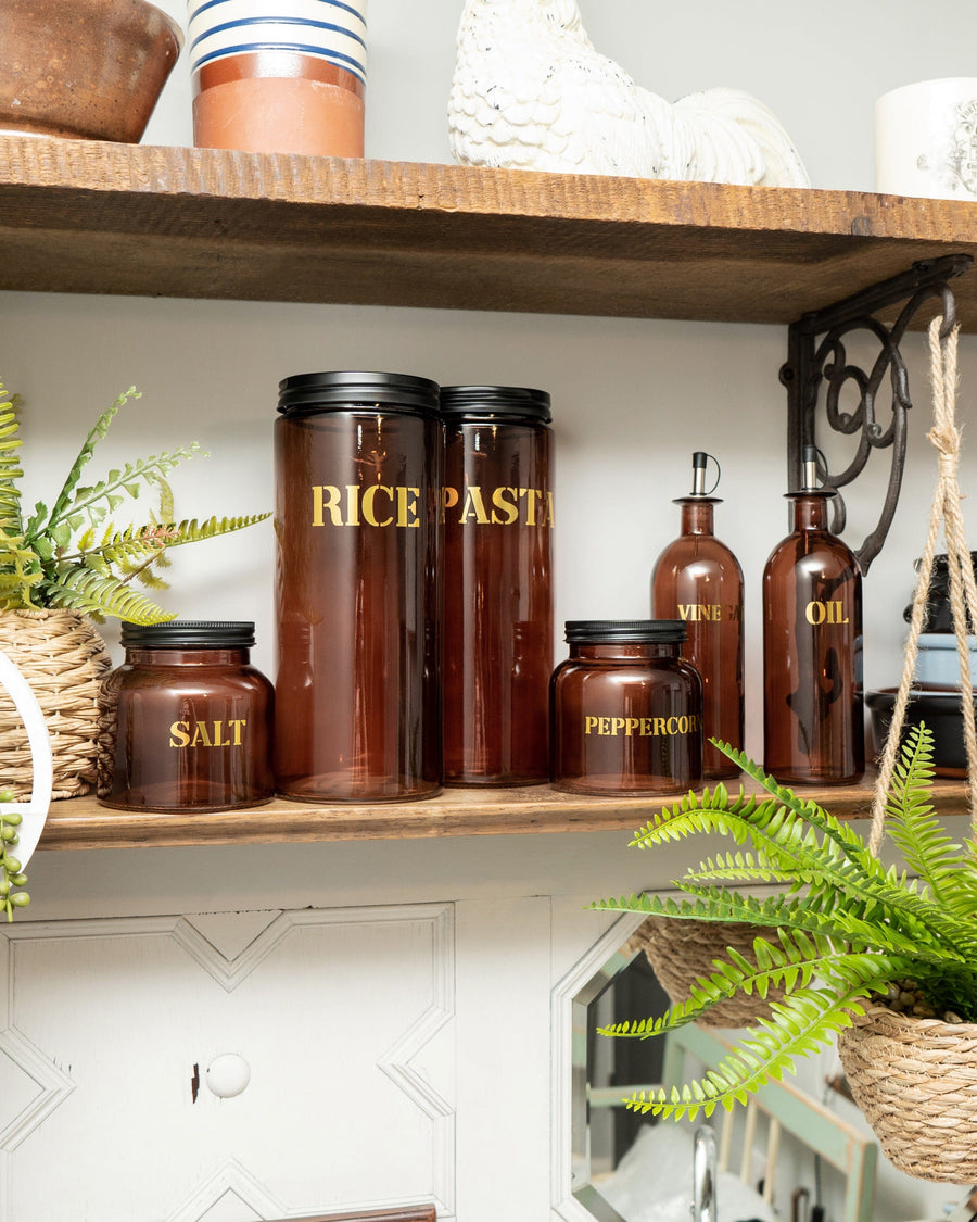 'Pasta' Vintage Amber Storage Jar