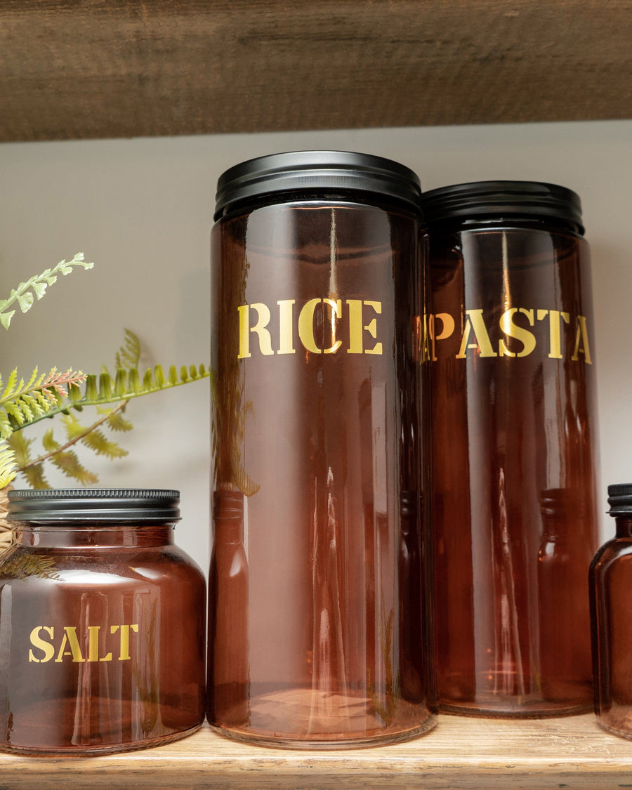 'Rice' Vintage Amber Storage Jar