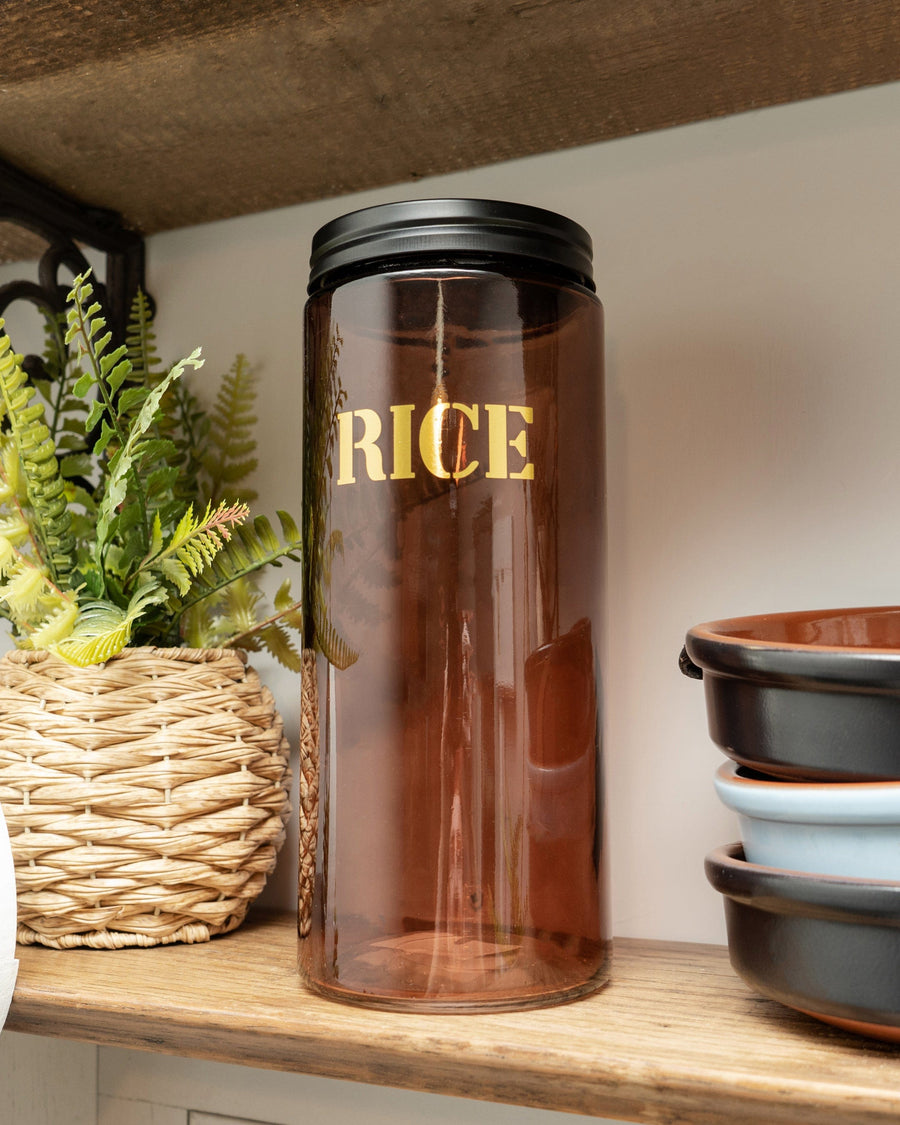 'Rice' Vintage Amber Storage Jar
